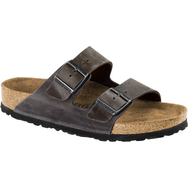 Birkenstock Arizona natikač regular oljeno usnju v iron barvi 1027046