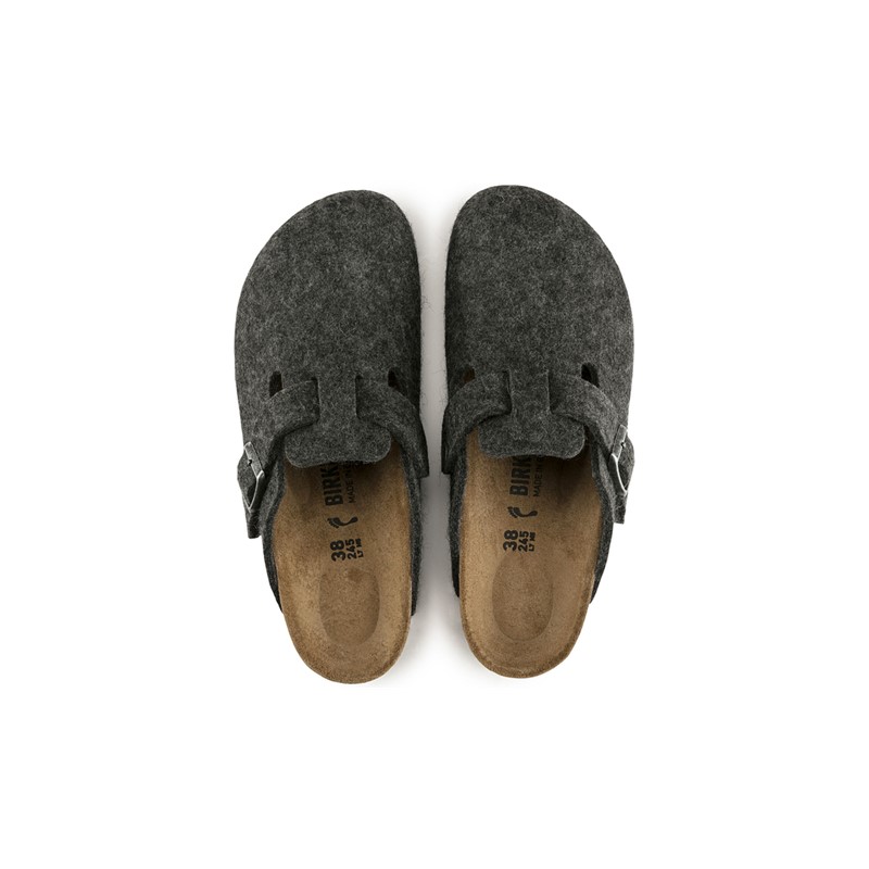 Birkenstock Boston natikač iz filca v sivi barvi kopito regular 160371