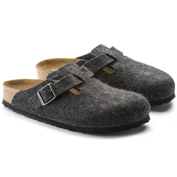 Birkenstock Boston natikač iz filca v sivi barvi kopito regular 160371