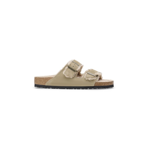 Birkenstock Arizona ženski natikači Shearling taupe barve široko kopito 1028226