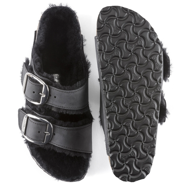 Birkenstock Arizona ženski natikači lammfell črn 1020411