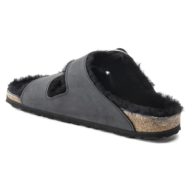 Birkenstock Arizona ženski natikači lammfell črn 1020411