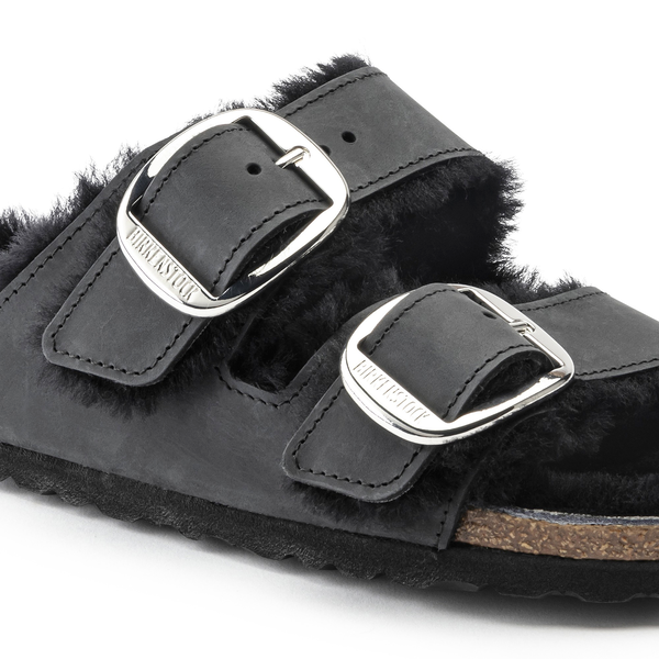 Birkenstock Arizona ženski natikači lammfell črn 1020411