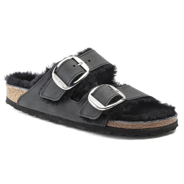 Birkenstock Arizona ženski natikači lammfell črn 1020411