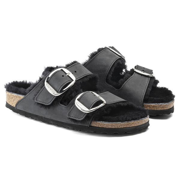 Birkenstock Arizona ženski natikači lammfell črn 1020411
