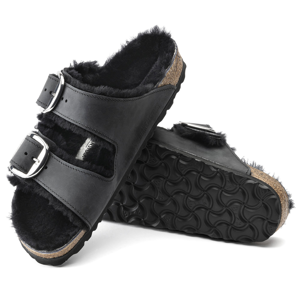 Birkenstock Arizona ženski natikači lammfell črn 1020411