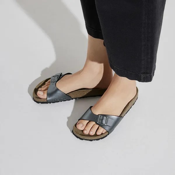 Birkenstock Madrid birkoflor filc metalik črni ozko kopito 1021532
