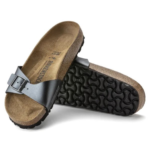 Birkenstock Madrid birkoflor filc metalik črni ozko kopito 1021532