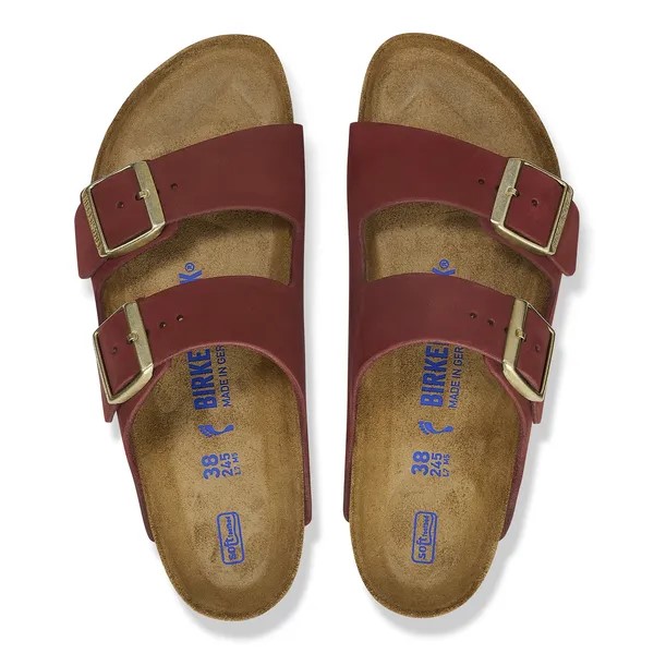 Birkenstock Arizona usnjeni natikač v barvi zinfandel kopito regular ter mehak vložek 1028669