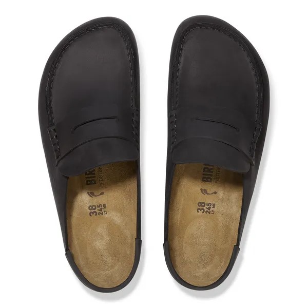 Birkenstock Naples v oljenem usnju in v črni barvi regular kopito 1029711