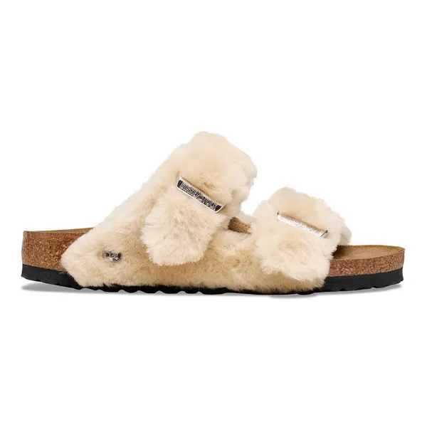 Birkenstock Arizona ženski natikači Shearling bež široko kopito 1030282