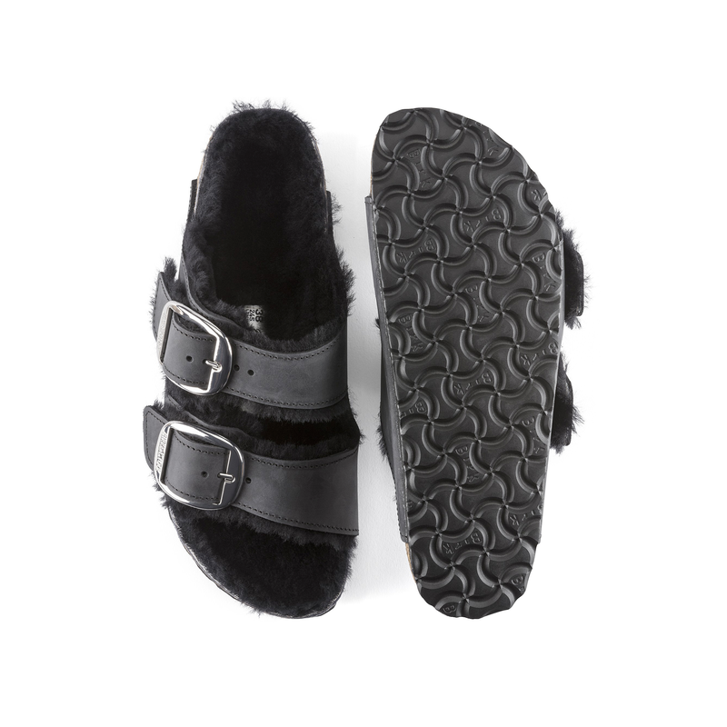 Birkenstock Arizona ženski natikači lammfell črn 1020411