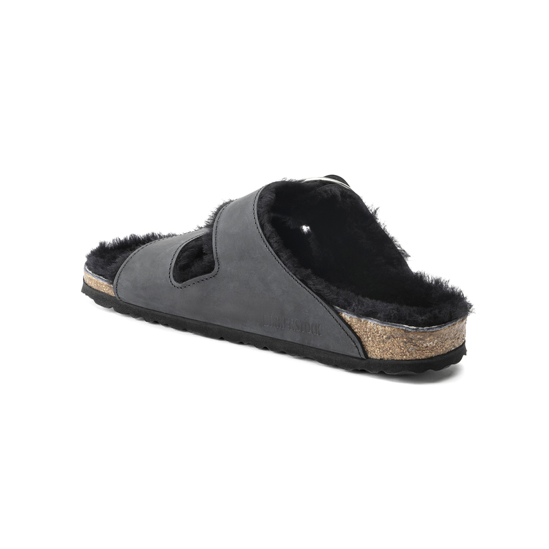 Birkenstock Arizona ženski natikači lammfell črn 1020411