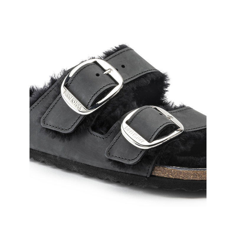 Birkenstock Arizona ženski natikači lammfell črn 1020411