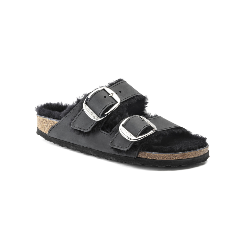 Birkenstock Arizona ženski natikači lammfell črn 1020411