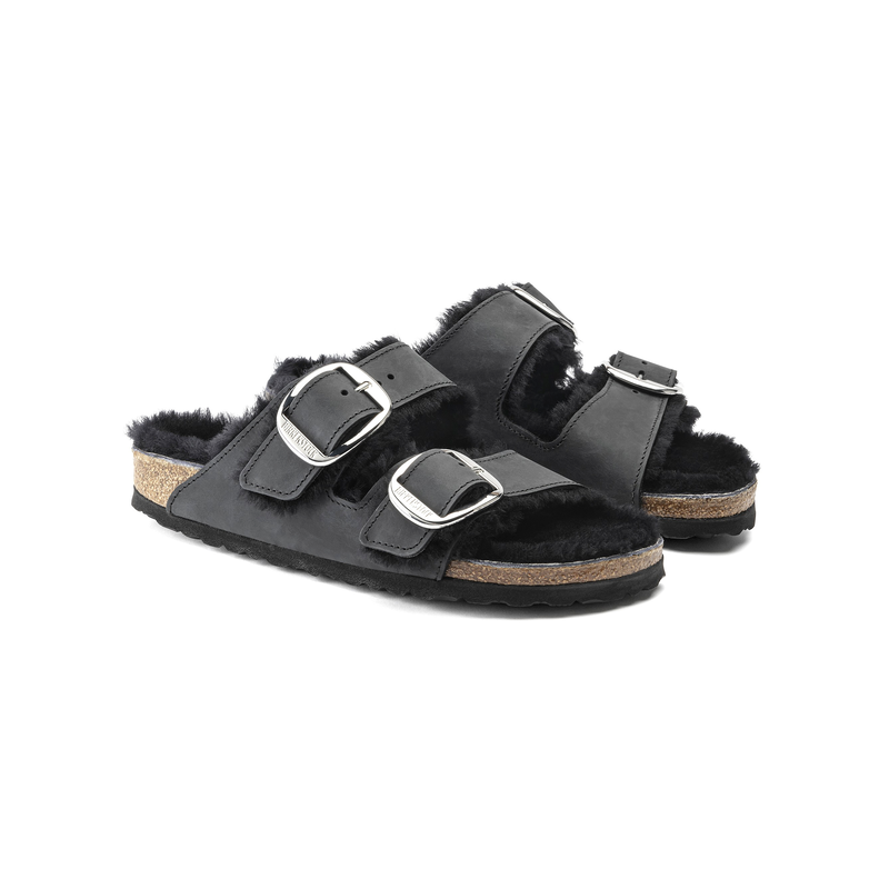 Birkenstock Arizona ženski natikači lammfell črn 1020411