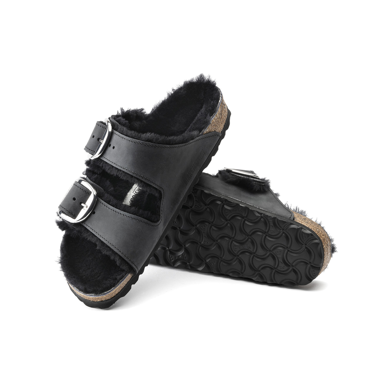 Birkenstock Arizona ženski natikači lammfell črn 1020411