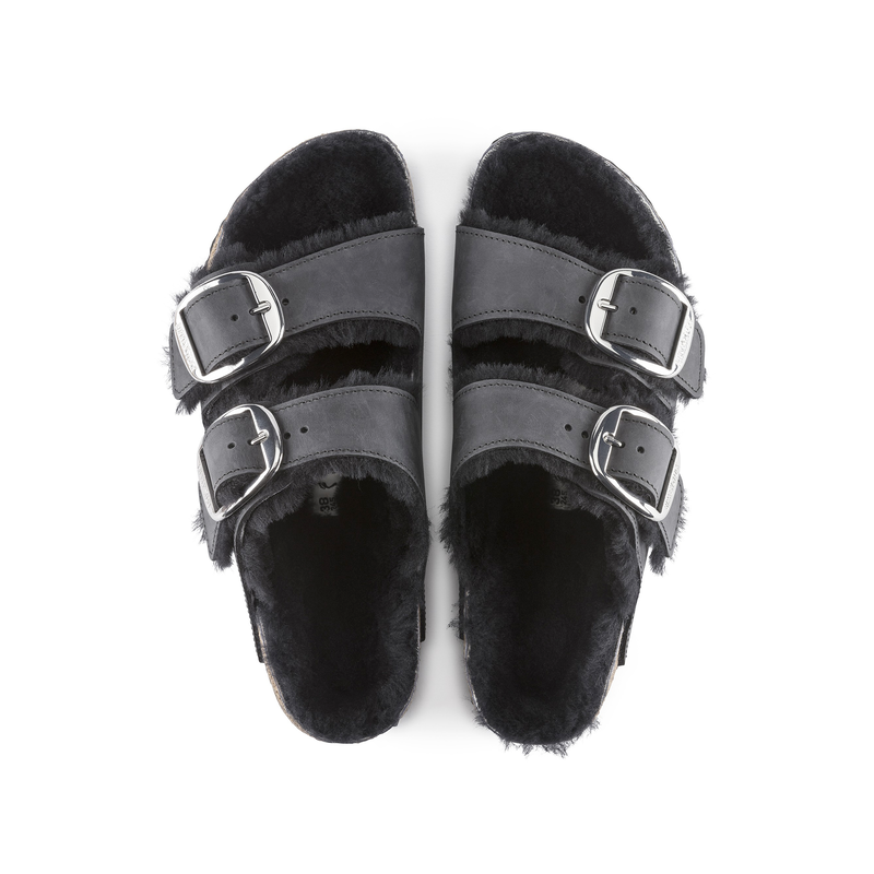 Birkenstock Arizona ženski natikači lammfell črn 1020411