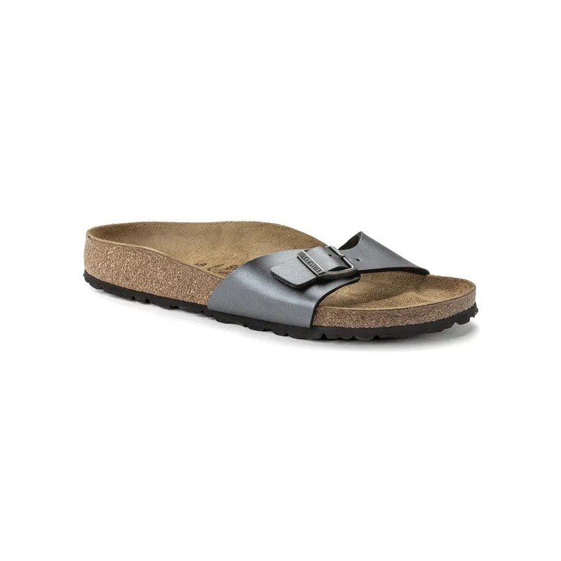 Birkenstock Madrid birkoflor filc metalik črni ozko kopito 1021532