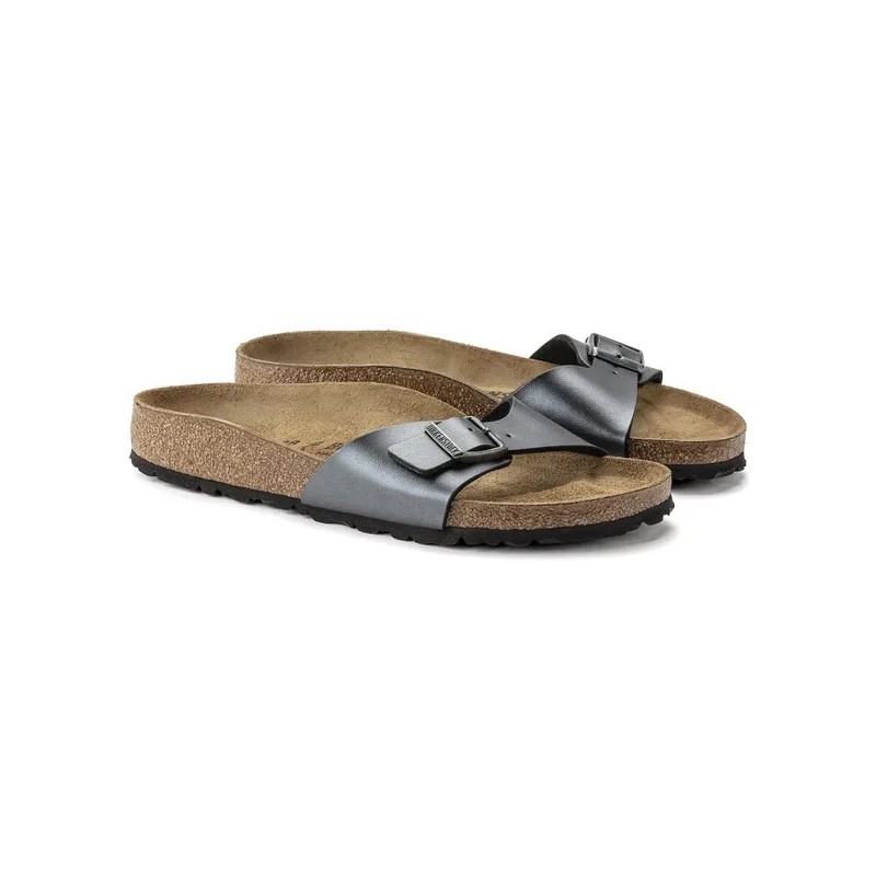 Birkenstock Madrid birkoflor filc metalik črni ozko kopito 1021532