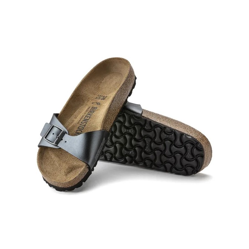 Birkenstock Madrid birkoflor filc metalik črni ozko kopito 1021532
