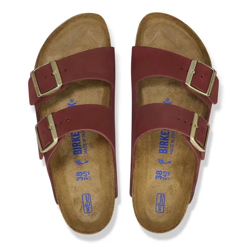 Birkenstock Arizona usnjeni natikač v barvi zinfandel kopito regular ter mehak vložek 1028669