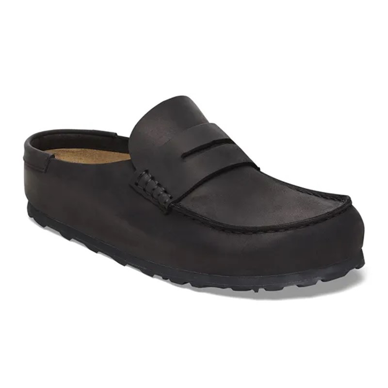 Birkenstock Naples v oljenem usnju in v črni barvi regular kopito 1029711