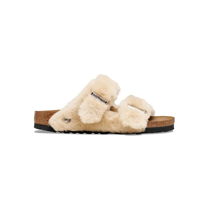 Birkenstock Arizona ženski natikači Shearling bež široko kopito 1030282