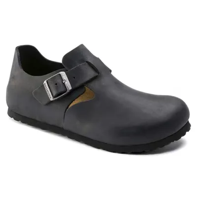 Birkenstock London čevelj v oljenem črnem usnju regular 