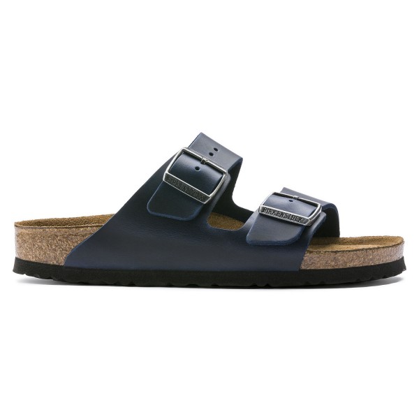 Birkenstock Arizona usnjeni natikač v modri barvi/ regular/mehak vložek