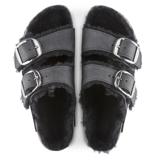 Birkenstock Arizona ženski natikači lammfell črn 1020411
