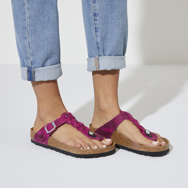 Birkenstock Gizeh Pleteni natikači v fuksija barvi 1023991