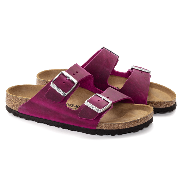 Birkenstock Arizona ženski natikač oljeno usnje v fuksija barvi regular 1024047