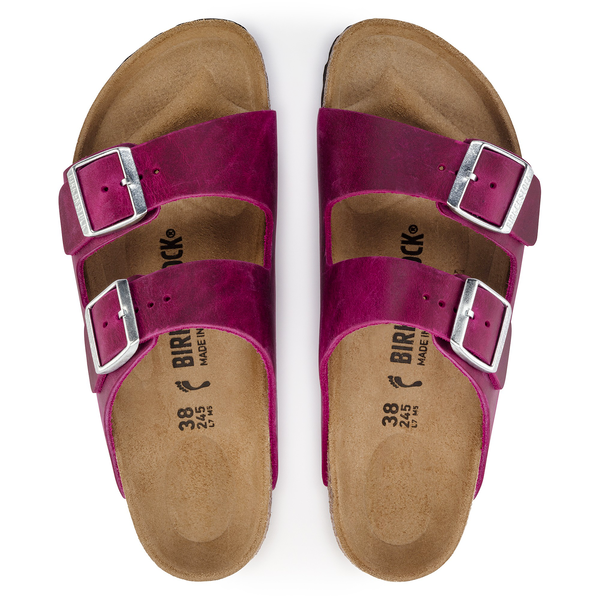 Birkenstock Arizona ženski natikač oljeno usnje v fuksija barvi regular 1024047