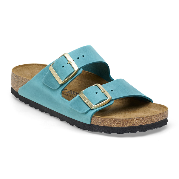 Birkenstock Arizona ženski natikač oljeno usnje v biscay bay barvi regular 1026590