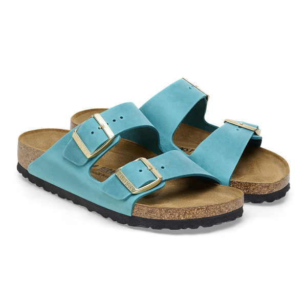 Birkenstock Arizona ženski natikač oljeno usnje v biscay bay barvi regular 1026590