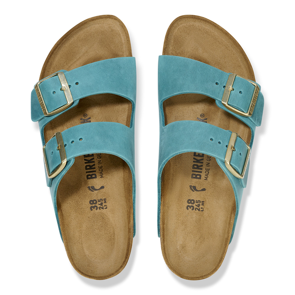 Birkenstock Arizona ženski natikač oljeno usnje v biscay bay barvi regular 1026590