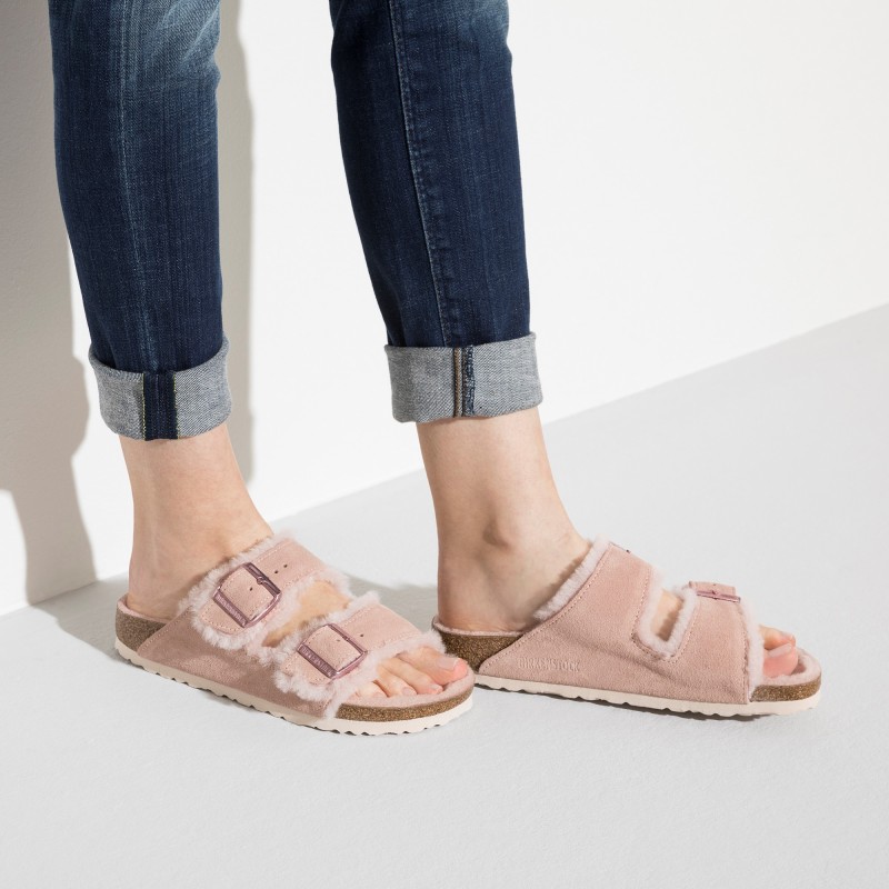 Birkenstock Arizona ženski natikači lammfell roza 1020411