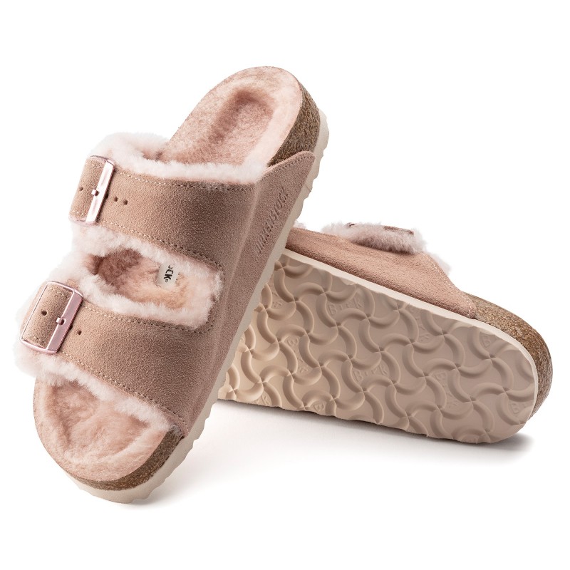 Birkenstock Arizona ženski natikači lammfell roza 1020411