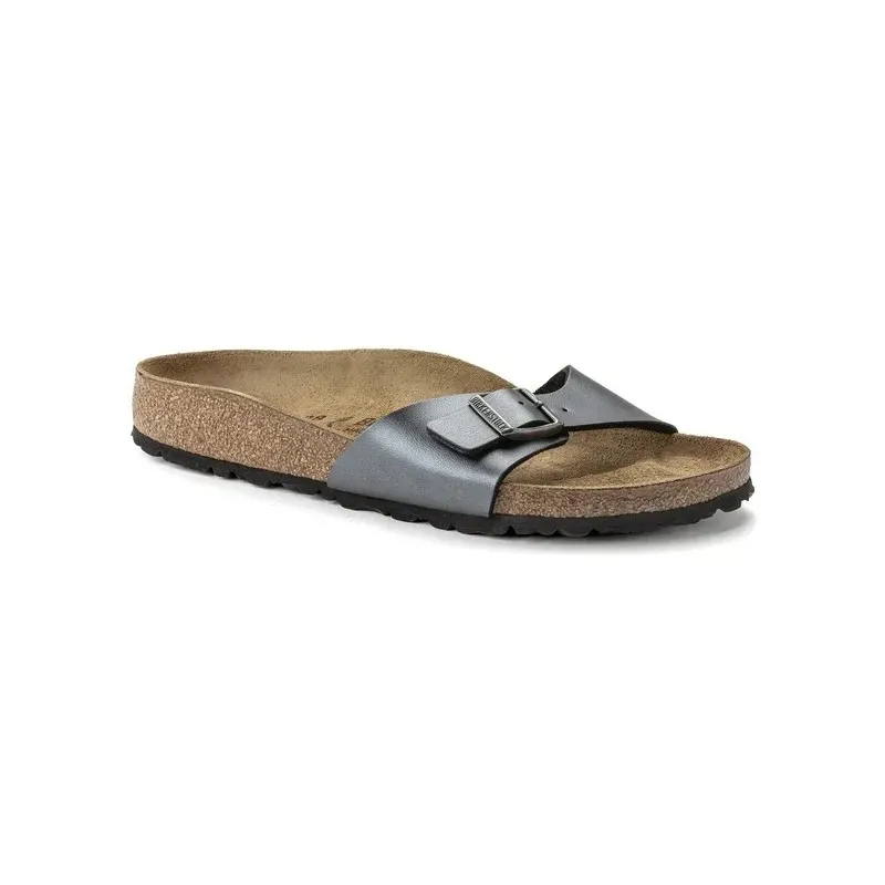 Birkenstock Madrid birkoflor filc metalik črni ozko kopito 1021532