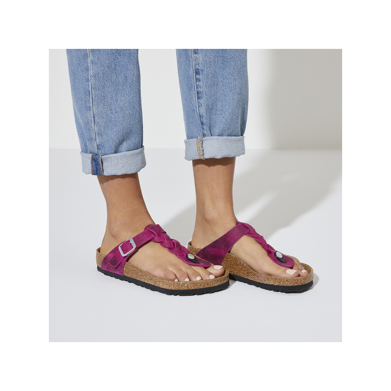 Birkenstock Gizeh Pleteni natikači v fuksija barvi 1023991