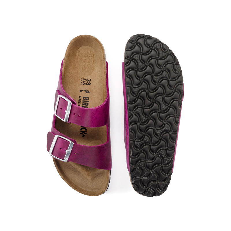 Birkenstock Arizona ženski natikač oljeno usnje v fuksija barvi regular 1024047