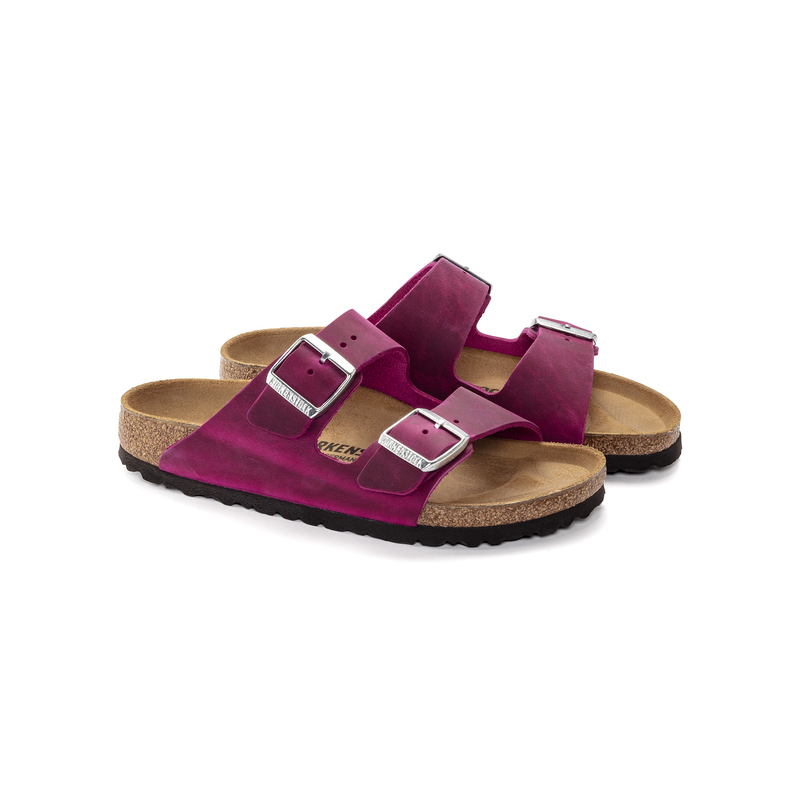 Birkenstock Arizona ženski natikač oljeno usnje v fuksija barvi regular 1024047