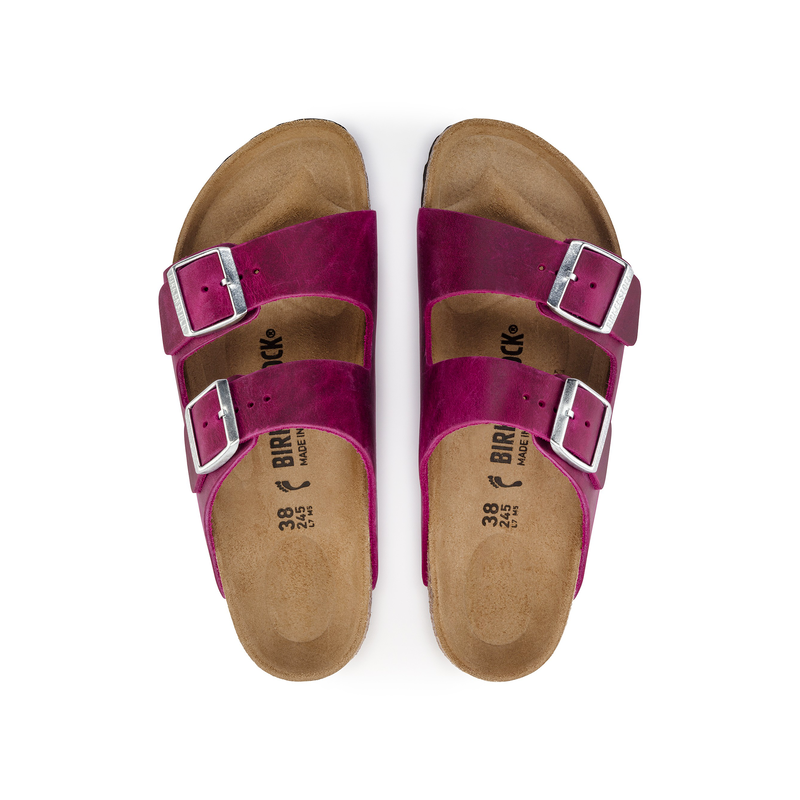 Birkenstock Arizona ženski natikač oljeno usnje v fuksija barvi regular 1024047