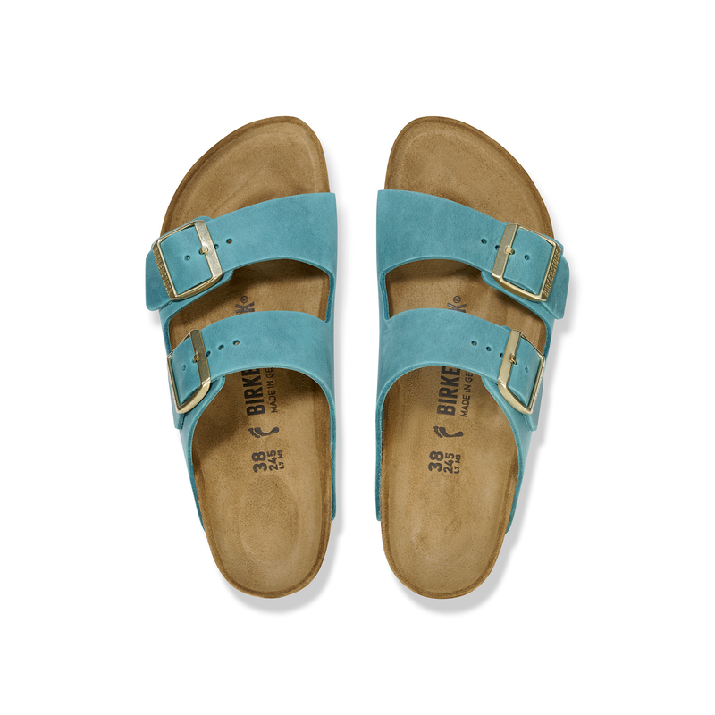 Birkenstock Arizona ženski natikač oljeno usnje v biscay bay barvi regular 1026590